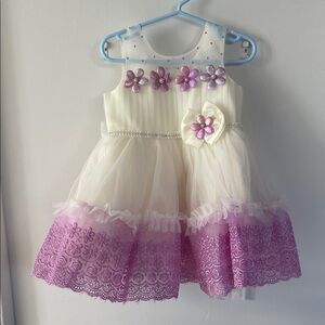 White and Purple Floral Toddler Dress